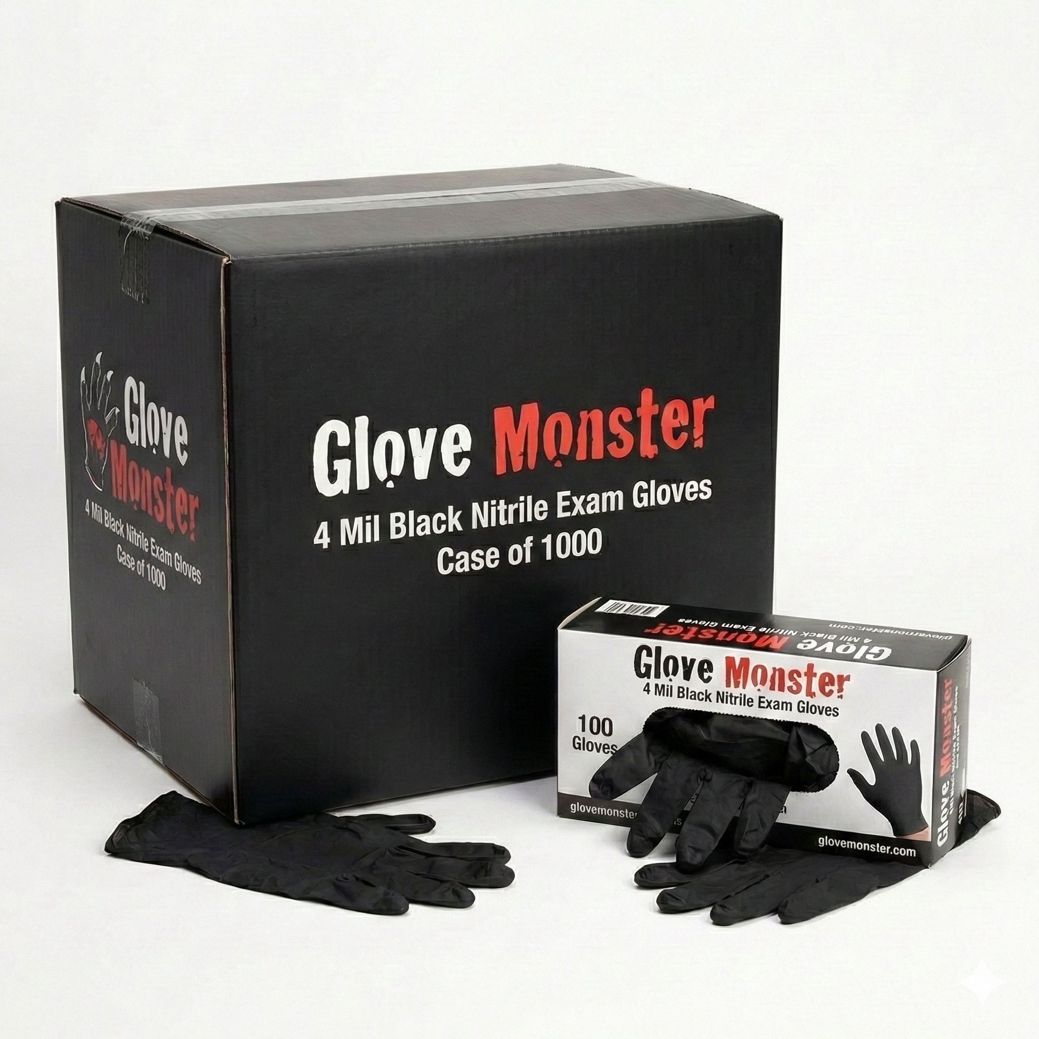 4 Mil Black Nitrile Exam Gloves, Case